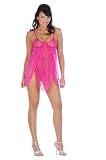 2 PC. Fairy cut floral lace babydoll with satin bow accent, and matching thong.