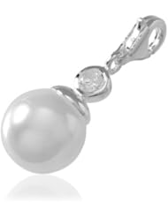 VINANI brand Germany 925 Sterling Silver Charm Pendant with genuine Pearl and Zirconia HZP