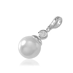 VINANI Charm Anh�nger mit echter Perle und Zirkonia Silber 925 HZP