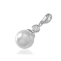 VINANI Charm Anh�nger mit echter Perle und Zirkonia Silber 925 HZP