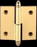 2 x 2 inch Left Lift-Off Square Door Hinge w/ finial - Bright Solid Brass