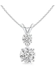 0.91 ct Round White Moissanite V-Bale Pendant Necklace