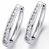 14kt White Gold 0.50Ct Diamond Waterway Hoop Earrings
