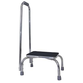 Duro-Med Foot Stool with Support Handle, Silver/Black