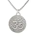 Round Reversible Om (Aum) Pendant with Words of Inspiration in Sterling Silver on a 24" Round Oxidized Box Chain, #7969