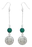 Agate earrings, 'Lace Medallion' 0.8 W 2.8 L