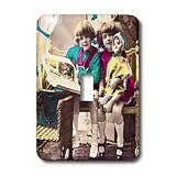 Scenes from the Past Vintage Postcards - Vintage Little Girls German Hand Colored Postcard - Light Switch Covers - single toggle switch