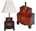 Table Lamp -reproduction Chinese Trunks with burl wood finish