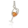 New Years Sterling Silver Celebrate Bubble Champagne Flute Glass Cup Charm Pendant