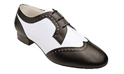 6400 Men's Latin Shoe in Black & White Leather