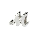 Script Style, Letter M Charm in Sterling Silver for Pandora, Kera and other 3mm Bracelets