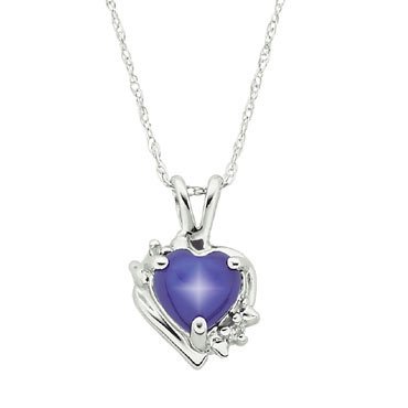 Created Blue Star Sapphire and Diamond Pendant
