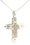 medium contemporary inset 14K white gold cross
