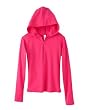 Bella Ladies Cotton/Spandex Half Zip Hooded Pullover Shirt - Fuchsia