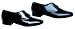 423 Men's Gibson Style Ballroom Shoe with a 1" Block Heel in Black Leather (Regular Fit)