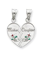14k Gold White Gold Enameled Mother - Daughter Pendant