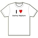 I Heart / Love Audrey Hepburn T-Shirt (CHOICE OF WHITE OR BLACK T-SHIRT)