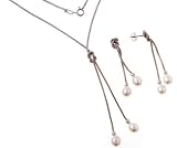 Sterling Silver Pearl Necklace and Earrings Set