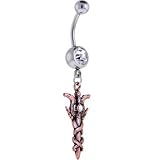 Copper Gothic Serpant Sword Dangle Belly Ring