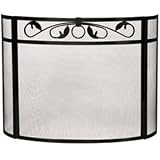 3 Panel Black Wi Bow Screen W/ Top Scroll Design