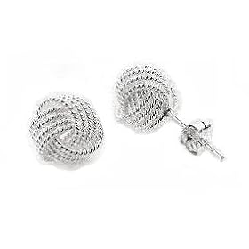 Small Classy KNOTTED Post Stud Sterling Silver Earrings