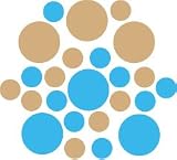 Set of 30 - Ice Blue / Light Brown Circles Polka Dots Vinyl Wall Graphic Decals Stickers