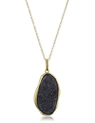 Marcia Moran "Mystere" Black Druzy Organic Pendant Necklace 18k Gold-Plated Necklace, 25.5"