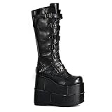 6.75 Inch Heel Knee Boot With Multi Strap Detail (Black Pu;Mens 12) 
