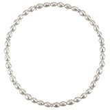 Silver Bead Candy Cultured Pearl Stretch Bracelet, White