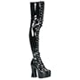 Demonia Slush-285 4.75 Inch Lace-Up Platform Black Pat Thigh Boots Size 14