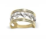 Womens Exquisite 10 KT Two Tone Gold Band Dolphin 10K Ring