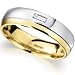 Baguette Diamond Set 5mm Court Wedding Band In 18 Carat Yellow and White Gold