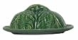 Majolica Cabbage Ceramic Pottery Butter Dish Green 9.5" L