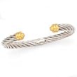 925 Silver Cuff Bracelet with 18k Gold Accents