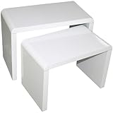 Phoenix 148801WE Beistelltisch, Set, Hochglanz, abgerundete Kanten