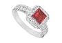 Ruby and Diamond Engagement Ring : 14K White Gold - 1.50 CT TGW