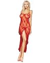 Plus Size 2 Pc Spaghetti-Strapped Butterfly Lace Long Gown in Red or Black
