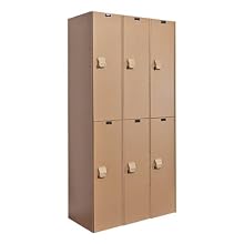 Hallowell HPL3282-2A-TE AquaMax Plastic Locker, Double Tier, 3-Wide, 72" Height x 36" Width x 18" Depth, Taupe Body and Door, Assembled