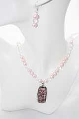 Pink Glass Pearls with Rondelles and Earrings Set