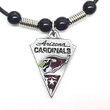 Arizona Cardinals Leather Necklace w/Beads & Pewter Pendant - NFL Football Fan Shop Sports Team Merchandise
