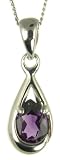 9ct White Gold Ladies Amethyst Teardrop Pendant With 18 Curb Chain