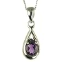 9ct White Gold Ladies' Amethyst Teardrop Pendant w&hellip 