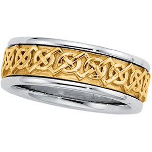 14K Two Tone Gold Bridal Celtic Band