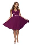 Astrapahl, Chiffon Cocktailkleid mit weißen Paspeln, knielang, Farbe purple