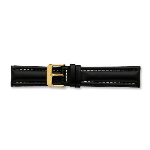 24mm Black Oil Tanned Lthr Gold-tone Buckle Watch Band Size 24