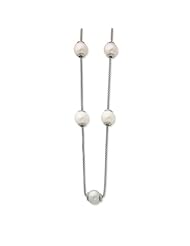 Sterling Silver 17in Freshwater Cultured Pearl Multi-str& w/ 2in ext. Necklace