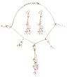 Jewellery Set - Earring & Necklace Sets Sterling Silver & Rosequartz Gemstones (gnklcs301)