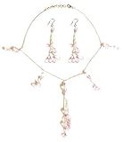 Silver Jewellery Earring & Necklace Sets Sterling Silver & Rosequartz Gemstones (gnklcs301)