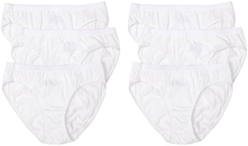 Hanes Women's 6-Pack 100% Cotton Bikini Underwear Lady's Panties, White, Size 6