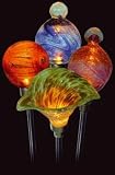 Set of 4 Designer Solar Lighted Flower Stakes